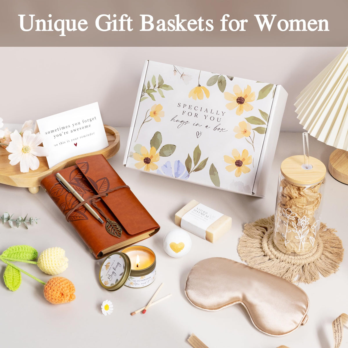 Gifts for Women, Get Well Soon Gifts Basket for Women Self Care, Thinking of You Care Package Gift Basket Unique Valentine's Day Gift for Women Wife Her Girlfriend Mom Sister Grandma