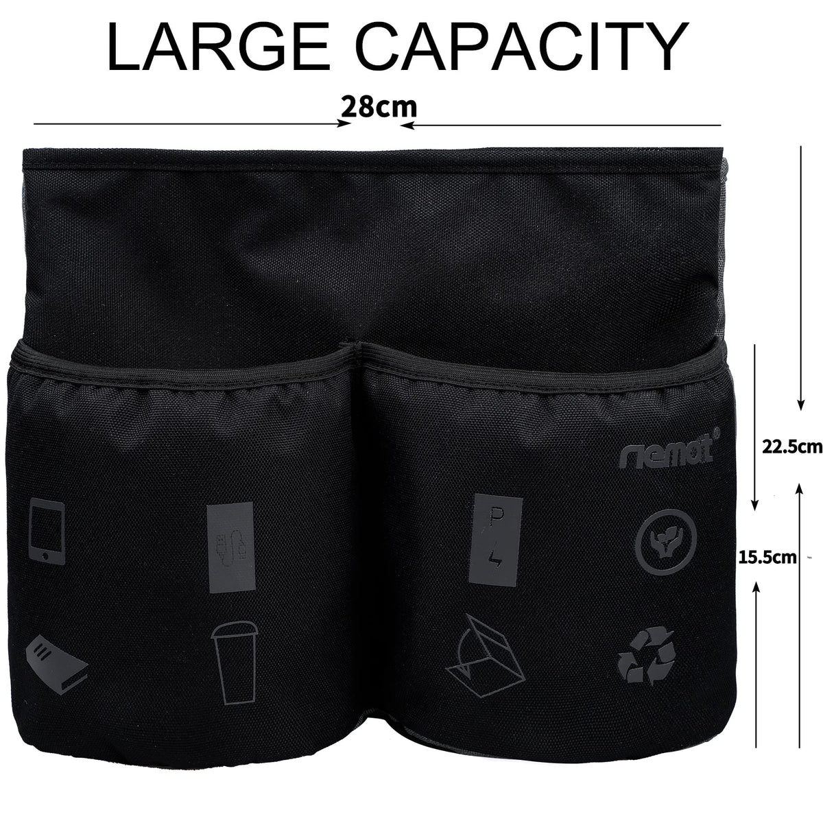 riemot Luggage Travel Cup Tablet Holder - Hold Ipad Books Passports Tickets Water Bottles - Fits Roll on Suitcase Handles - Gifts for Flight Attendants Travelers Accessories Black