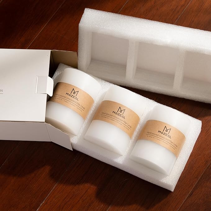 MOZEAL 3" x 6" Hand-Poured Unscented Candle,Dripless Pillar Candle Set of 3,Long Lasting Burning,Approx 120 Hours Burn Time,Rustic Country Style,for Wedding,Dinner,Christmas and Home Decor,Yellow