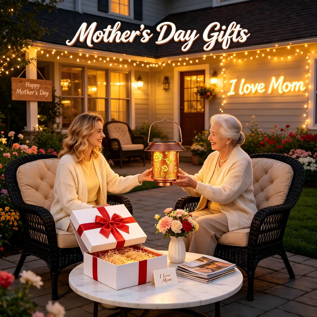 Solar Lantern Lights Outdoor Hanging, Solar Lights Outdoor Waterproof,Garden Decor Gifts for Women Mom,Metal Decoration Lanterns for Garden Patio(Hummingbird)