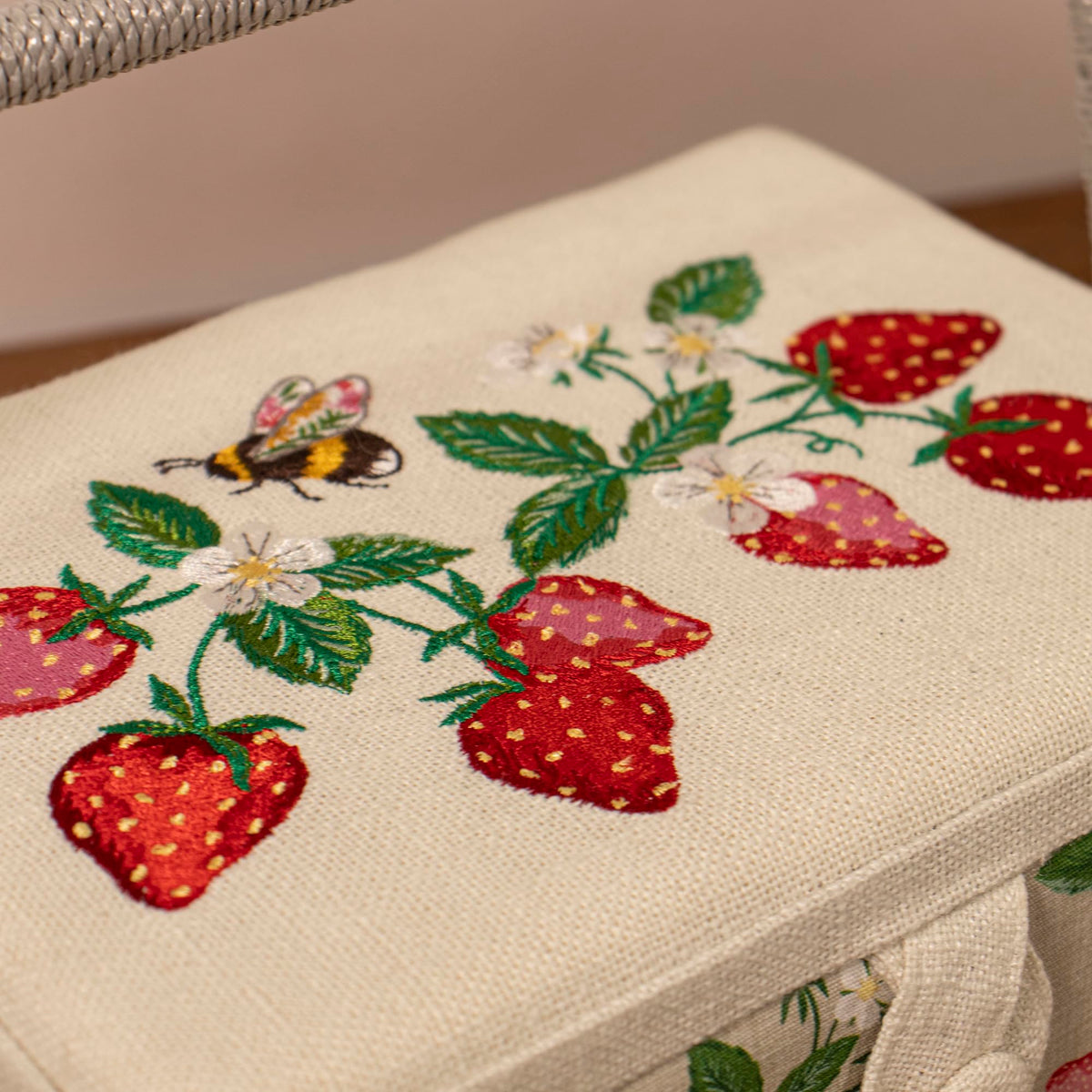 Hobby Gift Medium Sewing Box Craft Storage Box with Handle Internal Accessories Tray Pin Cushion and Pocket for Sewing Knitting and Hobby Supplies