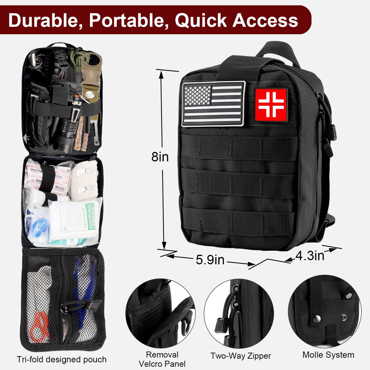 Gifts for Men Christmas - 118-in-1 Survival Kits - Military-Grade Survival Gear for Outdoor Adventures, Disaster Preparedness, Car/Home/Office Emergency Kit with First Aid Supplies