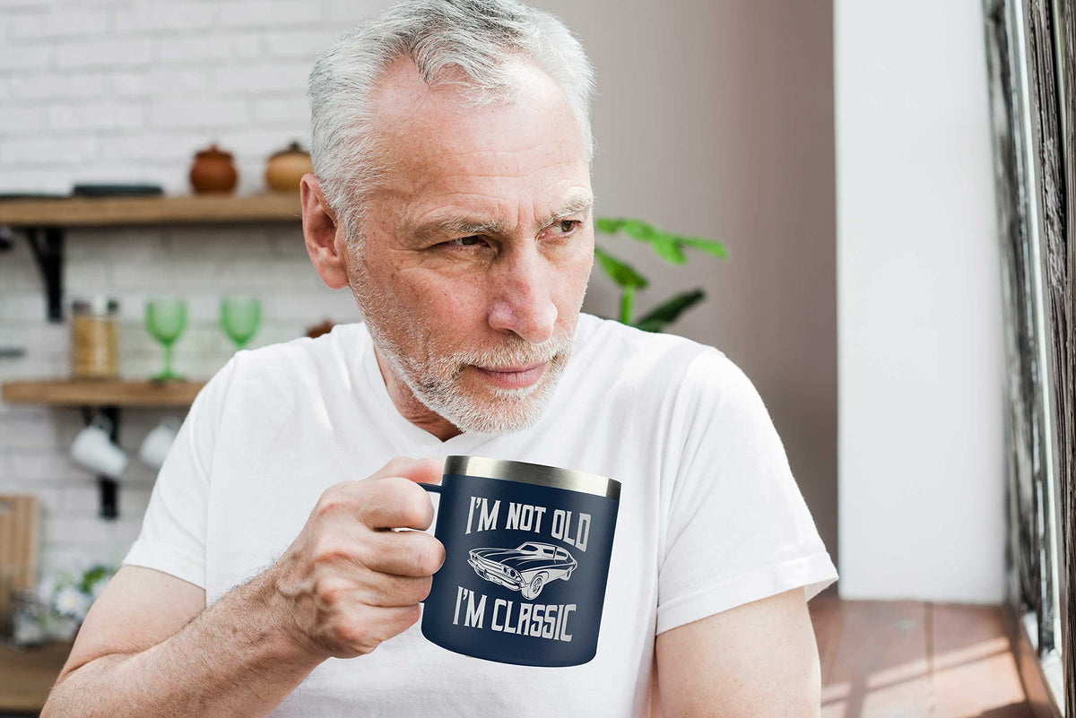 Gifts for Dad from Daughter, Son, Kids on Fathers Day, Christmas - Grandpa Gifts for Christmas - Birthday gifts for Grandpa - Dad Birthday gifts - Funny Mug 14oz, Navy Insulated Stainless Steel