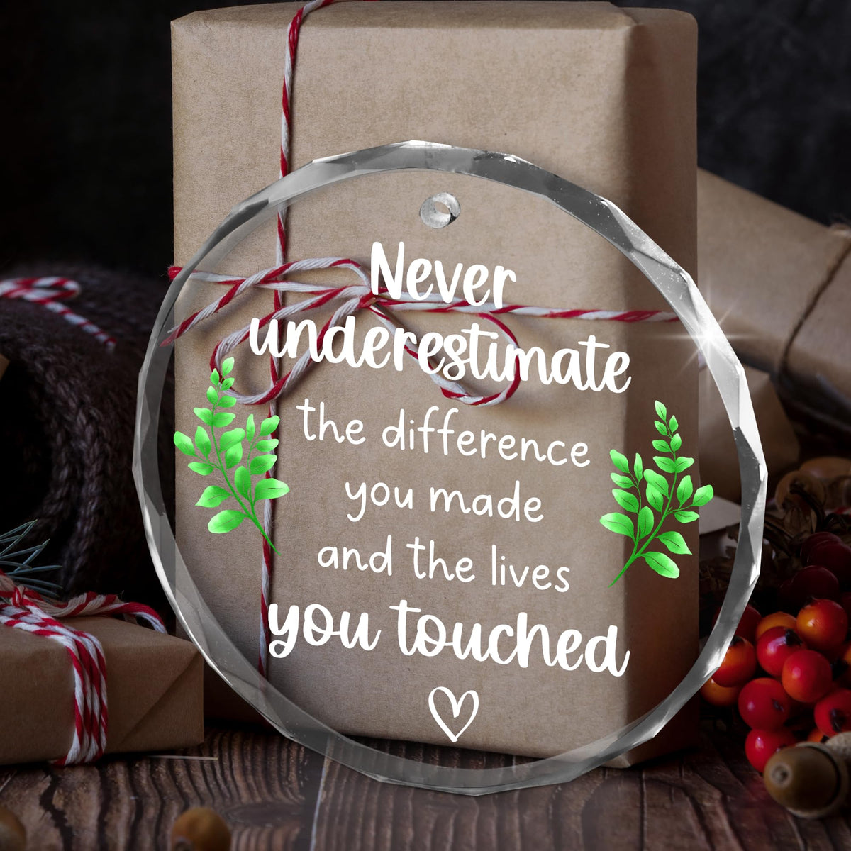 GAUDORA Christmas Thank You Gifts for Women Men - Glass Christmas Ornaments 2025 - Employee Appreciation Gifts for Teacher Coworkers Boss, Farewell Retirement Gift, Stocking Stuffers, Xmas Decorations
