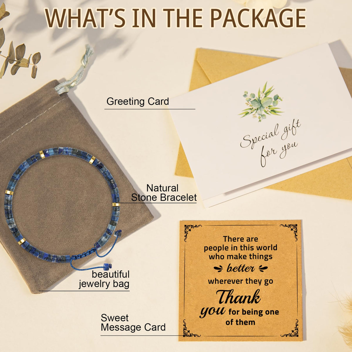 Thank You Gifts for Women, Inspirational Gifts Lapis Lazuli Bracelets Appreciation Gifts for Friends Teacher Coworkers Leader Boss Nurse, Grateful Gifts for Christmas Birthday Valentines Farewell Retirement Gifts