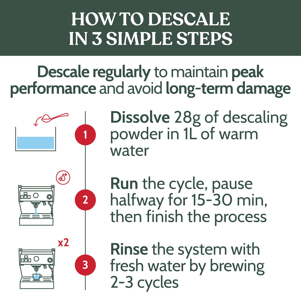 Roobi Professional Espresso Machine Descaling Powder. Carbon Neutral Espresso Descaler Powder. Up to 21 uses, 600gr.