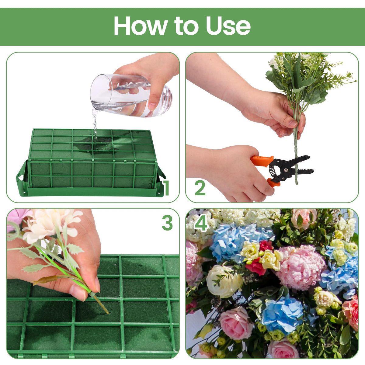 Hahood 24 Packs Floral Foam Cage Rectangle Flower Cage Holders with Floral Foam Flower Arrangement Supplies for Fresh Flowers, Home Wedding Decorations, 11.8 x 4.3 x 3.1 Inches
