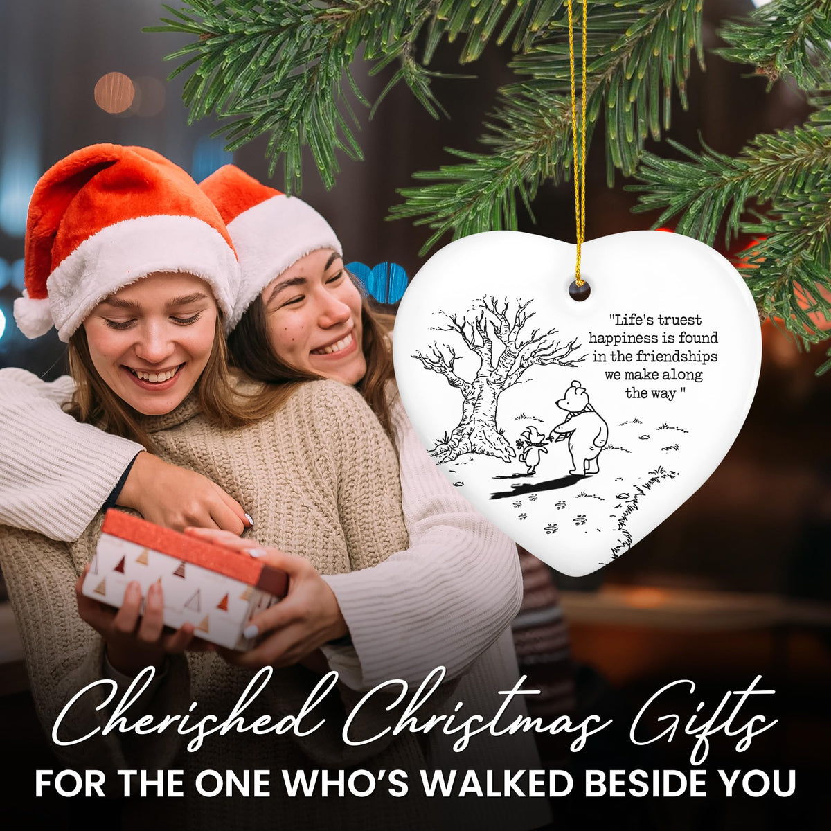 WRAPIX Christmas Friends Gifts for Women - Ceramic Christmas Ornaments 2025 for Tree Decorations - Birthday Gifts for Women Friendship Bestie BFF for Friend, Stocking Stuffers Gift