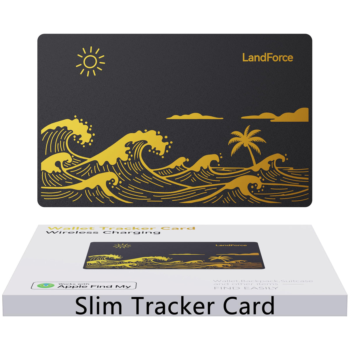 LandForce Ultra-Thin Wallet Tracker Card 0.07in IP68 Waterproof Bluetooth Tracker Smart Finder for Passport, Wireless Charging, Card Locator, iOS Only, Compatible with iPhone/iPad/Mac