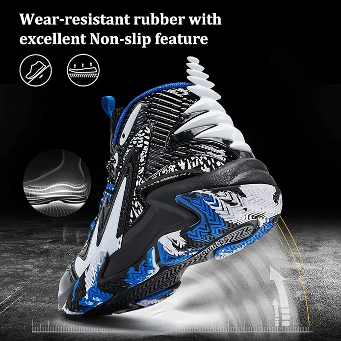 VITUOFLY Kids Basketball Shoes Boys Air Cushion Sneakers Girls Mid Top School Hoops Shoes Non-Slip Outdoor Sports Running Gym Comfortable Durable Little Kid/Big Kid