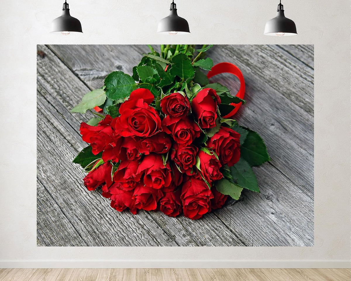 TryKid 9x6ft Romantic Red Rose Bouquet Backdrop Fresh Flower Gift Photography Background Valentine Day Wedding Party