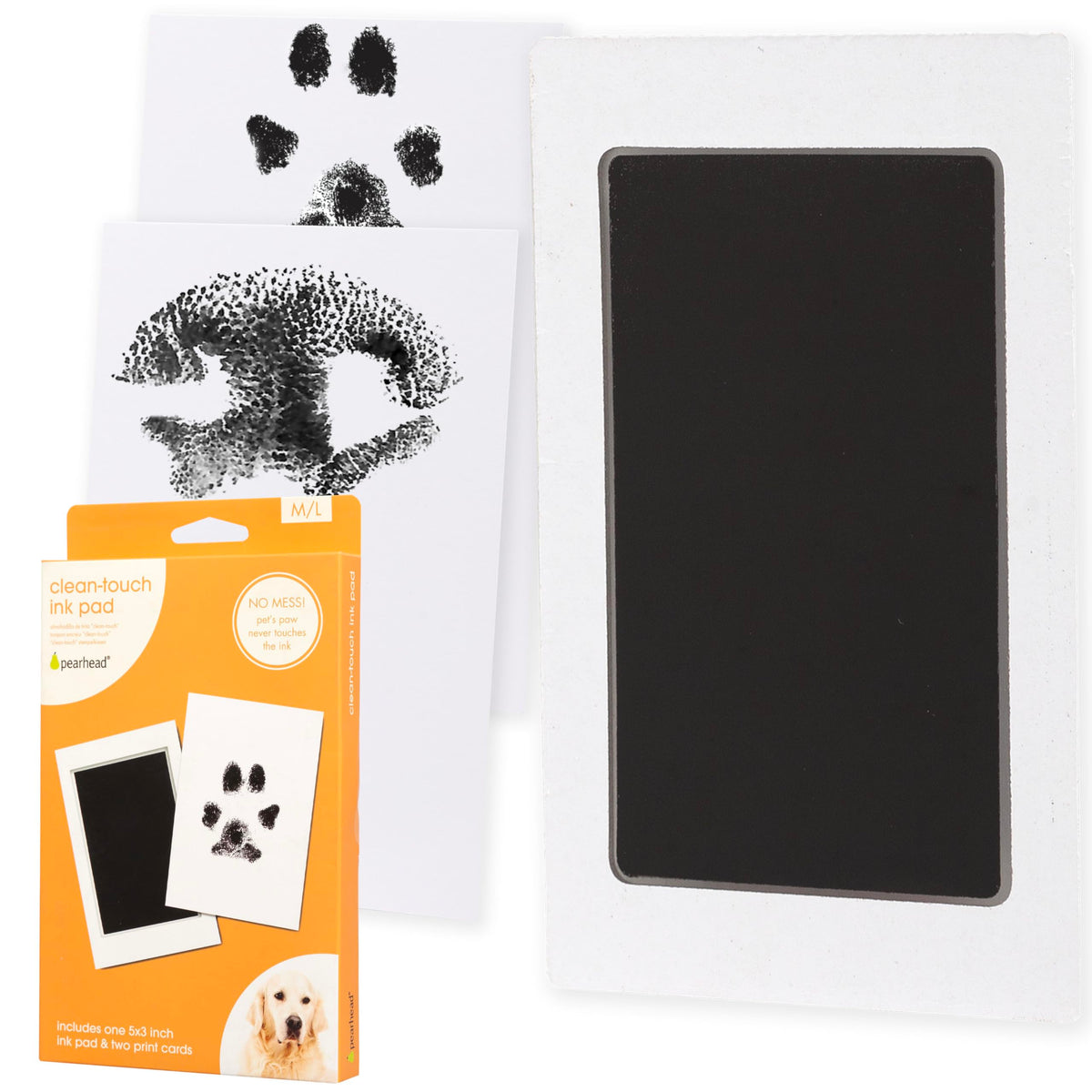 Pearhead Pet Clean-Touch Ink Pad, Medium/Large, Black Ink Pad for Cats or Dogs, Pet Owner, Pet Owner Must Have Item, Pet Memory Keepsake, for Medium to Large Pets