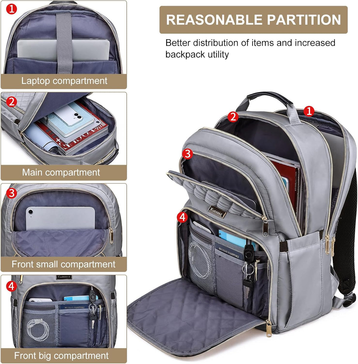 Backpack Backpack, 17.3 Inch Pack Daypacks, for Women, Large School Girls Bookbag with USB Charging Port, Work Travel