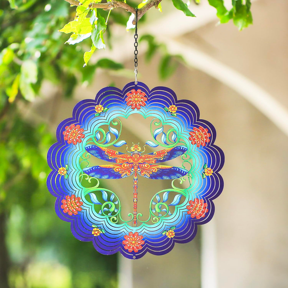 Dragonfly Wind Spinners Dragonfly Gifts for Women/Men 12 inch 3D Stainless Steel Hanging Wind Spinner Metal Wind Catchers Kinetic Sculpture for Indoor/Outdoor Decor, Yard Art, Garden Decorations