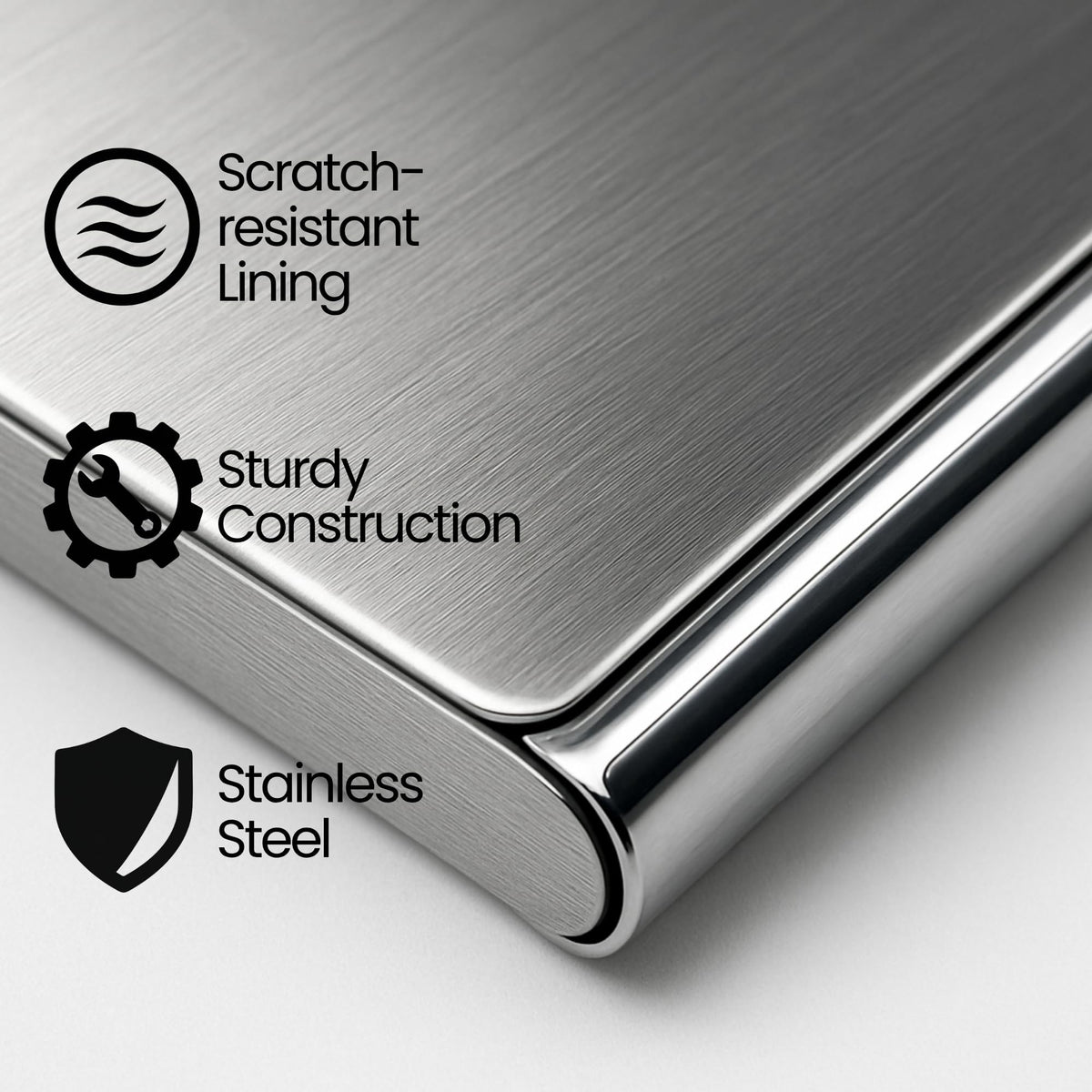 Business Card Holder, for Men and Women, Slim Minimalist Design Case, Stainless Steel Metal, Fits 18 Business Cards in Pocket