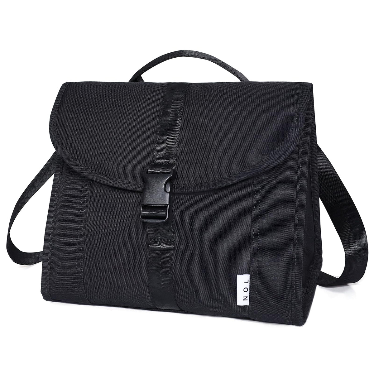 NOL Natural Organic Lifestyle Insulated Lunch Bag for Women/Men, Reusable Nylon Leakproof Lunch Cooler Box, Lunch Tote Bag With Buckle for Work Travel Picnic (Black)