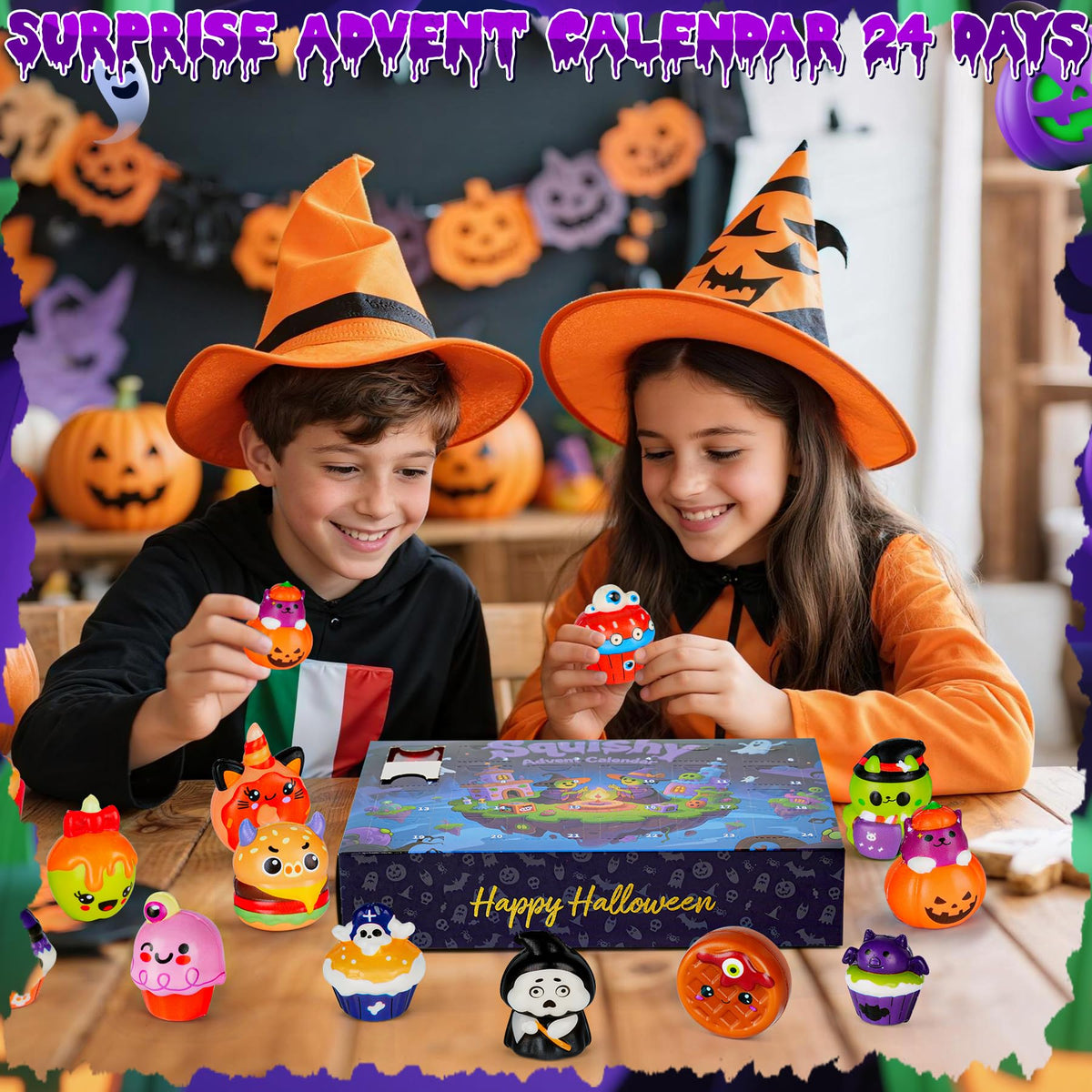 Halloween Advent Calendar 2026, Slow Rising Squishy Toys Vacation Countdown Calendar 24 Days for Kids, Girls, Boys, Adults, Trick or Treat, Stress Relief Gifts (Halloween)