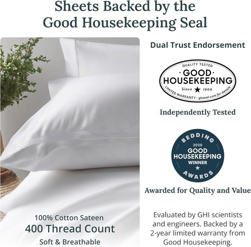California Design Den Queen Size Bed Sheets Set - 100% Cotton, 400 TC, Smooth Sateen Finish, Indigo Dusty Blue