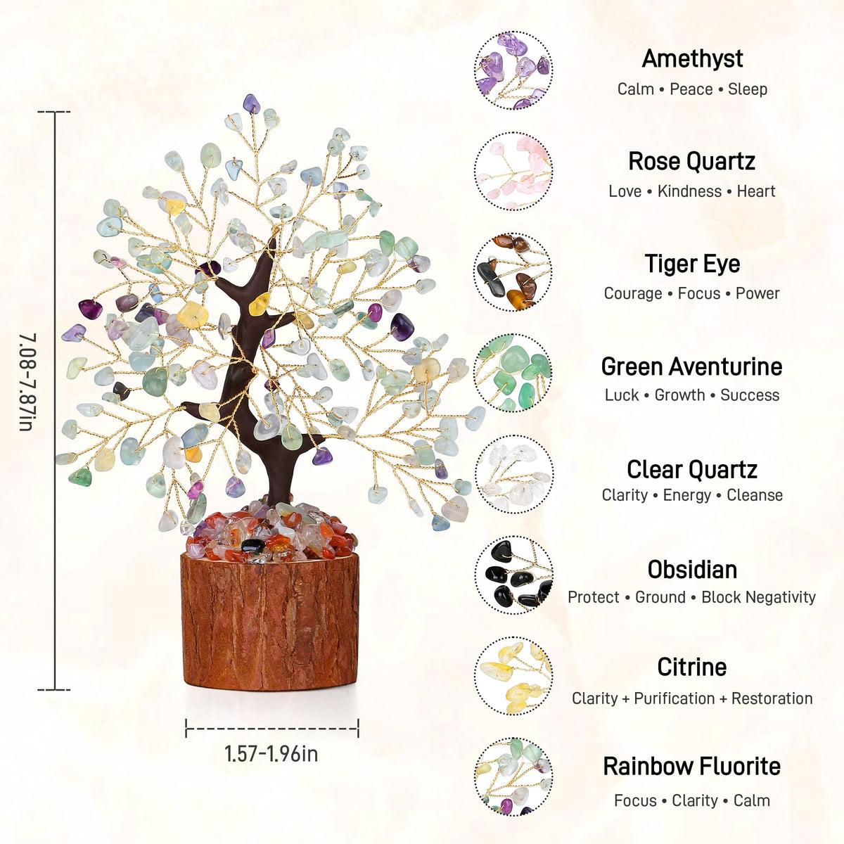 LAIDANLA Fluorite Crystal Tree of Life Positive Energy Good Luck Birthday Gifts Money Feng Shui Reiki Crystals Natural Stones Trees Home Office Desk Decor Meditation Spiritual Gifts for Women Men