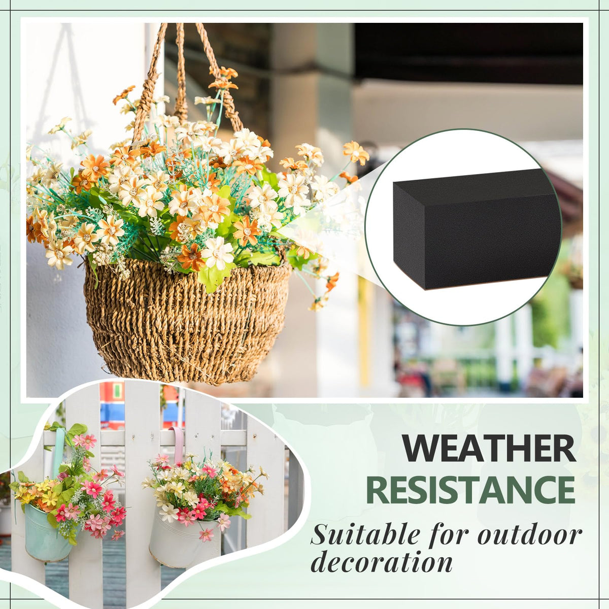 Lallisa 4 Pcs Reusable Floral Foam Blocks Water Weather Resistant Dry Floral Foam for Artificial Flower Arrangements Outdoor Flower Boxes Outside Hanging Planters Wedding Home Decor (9 x 3 x 3")