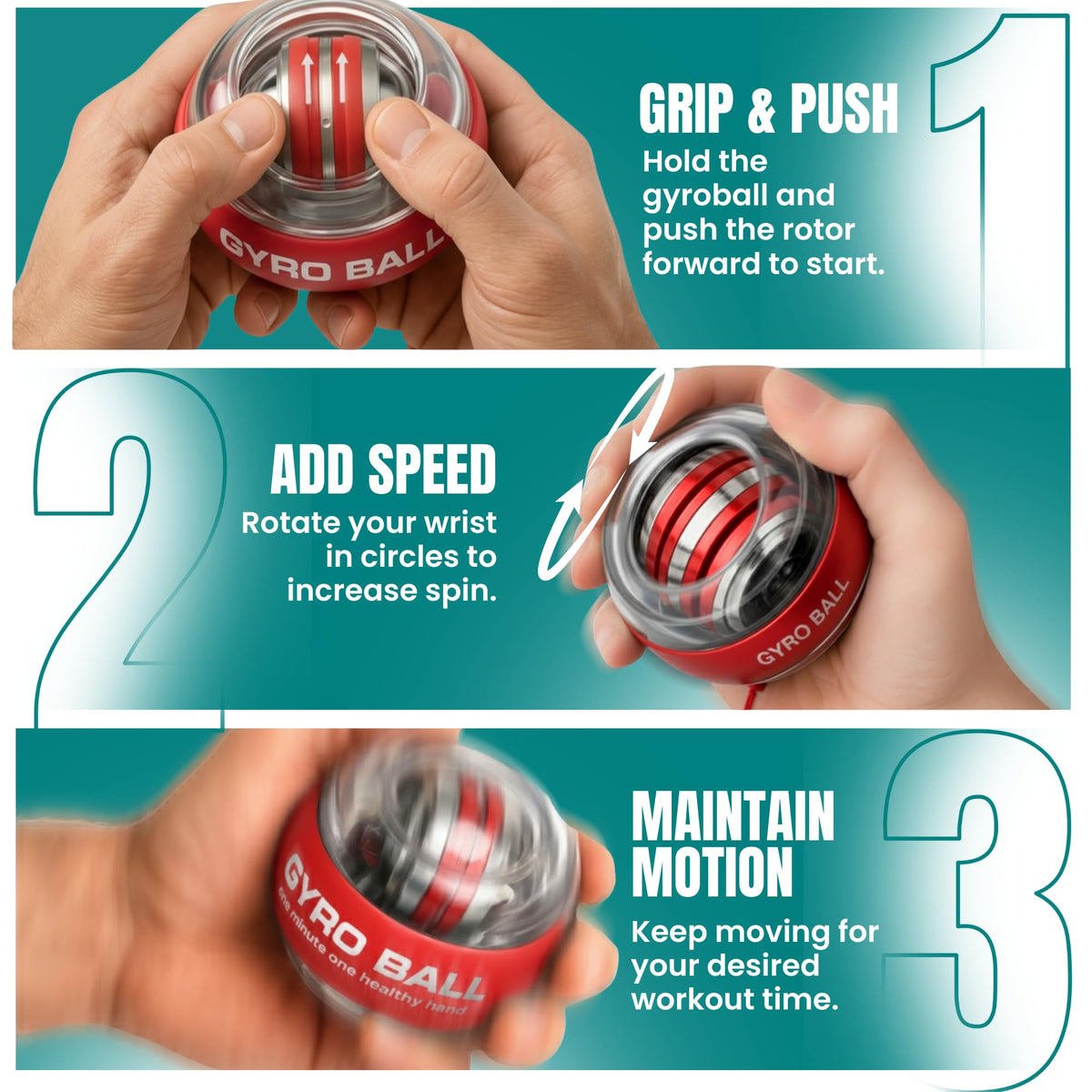Nexfit Torque Ball Hand Exerciser - Wrist Power Gyro Ball & Forearm Exerciser – Premium Wrist Strengthener for Fitness, Rehab, Stress Relief & Dexterity Training – Portable, Gift-Ready for Adults