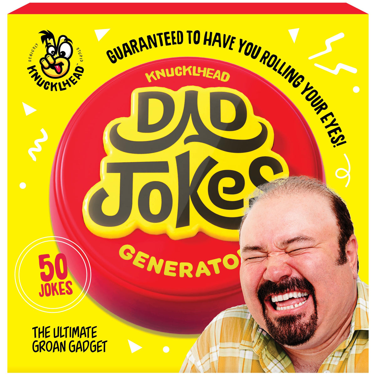Knucklhead Dad Jokes Button - Father's Gift - Features 50+ Funny Dads Joke - Gift for Fathers Birthday Present from Wife, Son, Daughter, Kids - Silly Gag for Men - Funny Gifts for Adults, Dad Presents