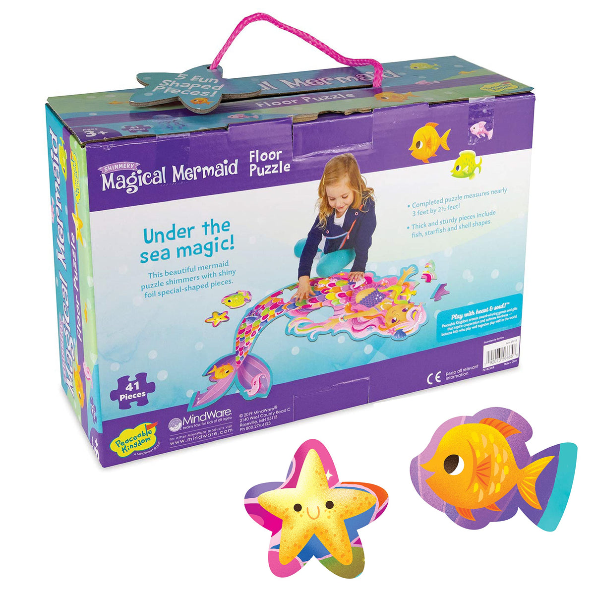 Peaceable Kingdom Shimmery Magical Mermaid Floor Puzzle