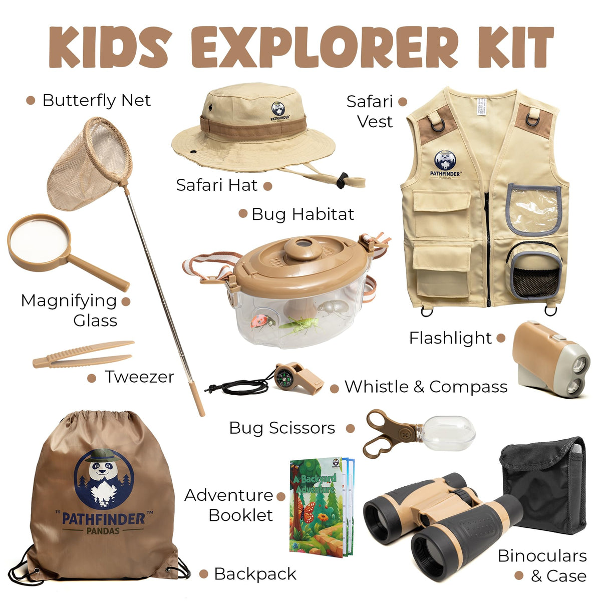 Kids Explorer Kit with Safari Vest, Hat & More - Kids Bug Catching Kit with Adventure Guide & Scavenger Hunt - Cute Dress-Up Zookeeper Costume & Safari Costume for 3-7 Year Old Boys Girls