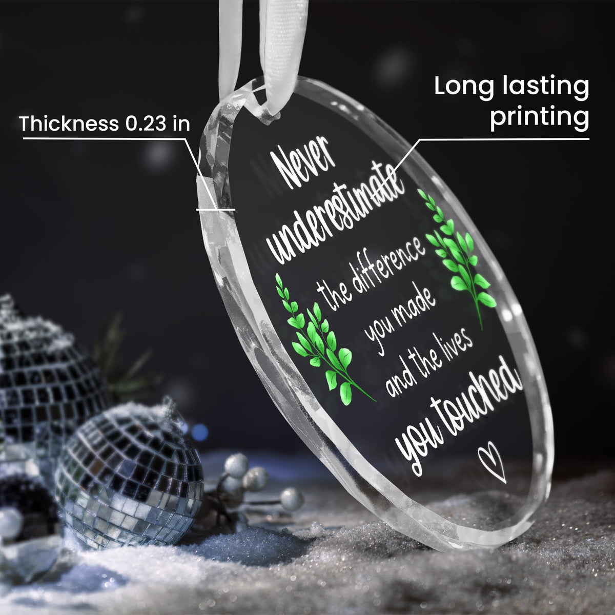 GAUDORA Christmas Thank You Gifts for Women Men - Glass Christmas Ornaments 2025 - Employee Appreciation Gifts for Teacher Coworkers Boss, Farewell Retirement Gift, Stocking Stuffers, Xmas Decorations
