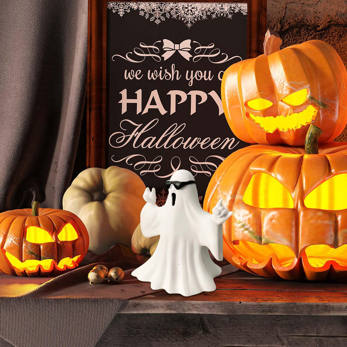 SHIFANQI Halloween Ghost Figurine - Spooky Resin Ghost Statue, Funny Cute Ghost Ornaments for Halloween Decorations, Porch and Indoor Home Office Desk Decor, Christmas,New Year’s Gifts