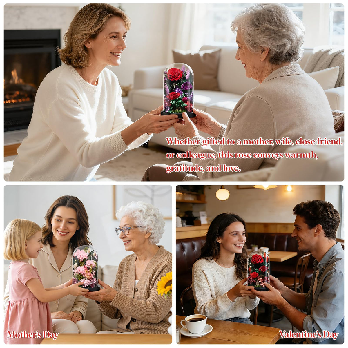 CuteWelt Preserved Roses,Forever Fresh Flowers 7.48in,Gift for Women,Mom,Grandma,Wife,Girlfriend,Sister,and Daughter Perfect for Birthday,Mother’s Day,Valentine’s Day (True Romance1)