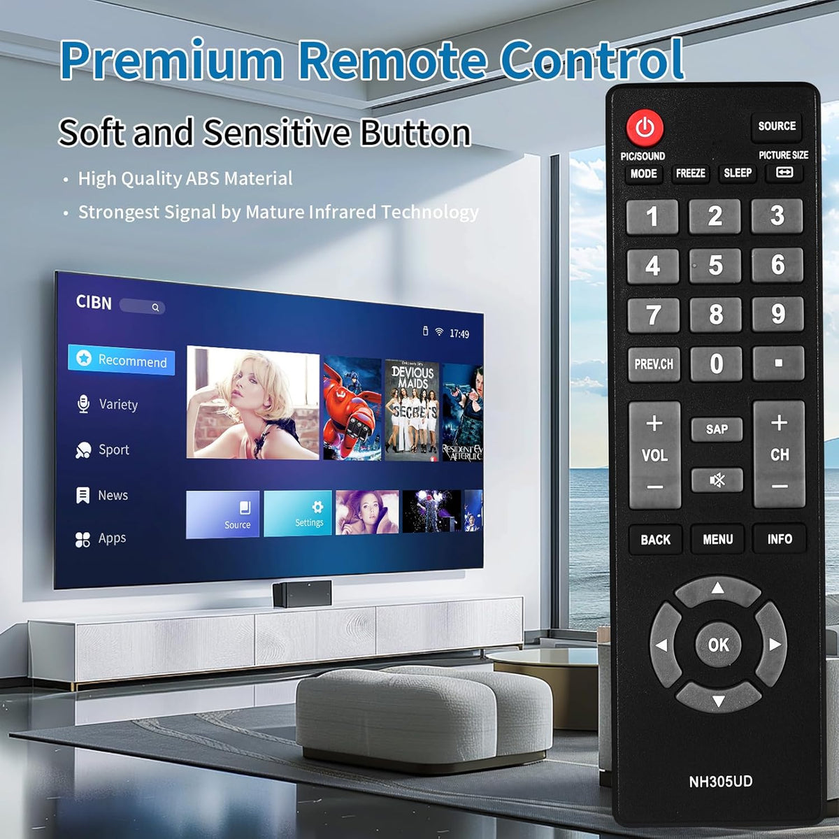 Auilzlz NH305UD Universal TV Remote Control for All Emerson TVs