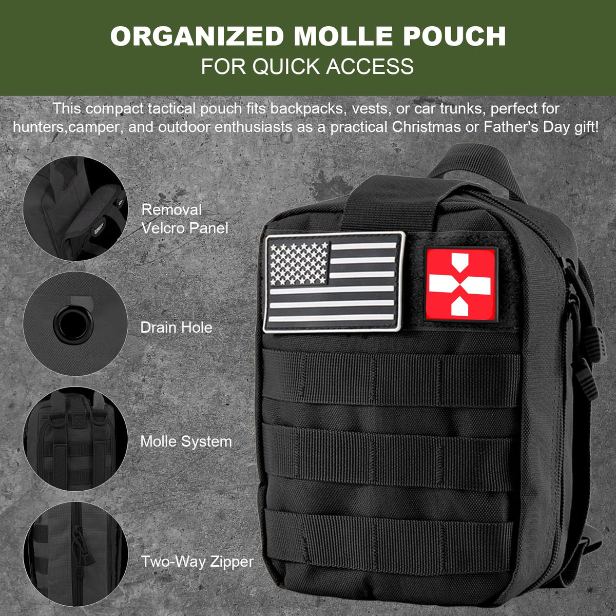Gifts for Men Christmas Dad, Survival Kit, 150 PCS Survival Gear and Supplies Equipment with Trauma Bag, Molle Pouch Emergency Kit for Outdoor Camping, Hunting, Car, Home, Earthquake, Adventures