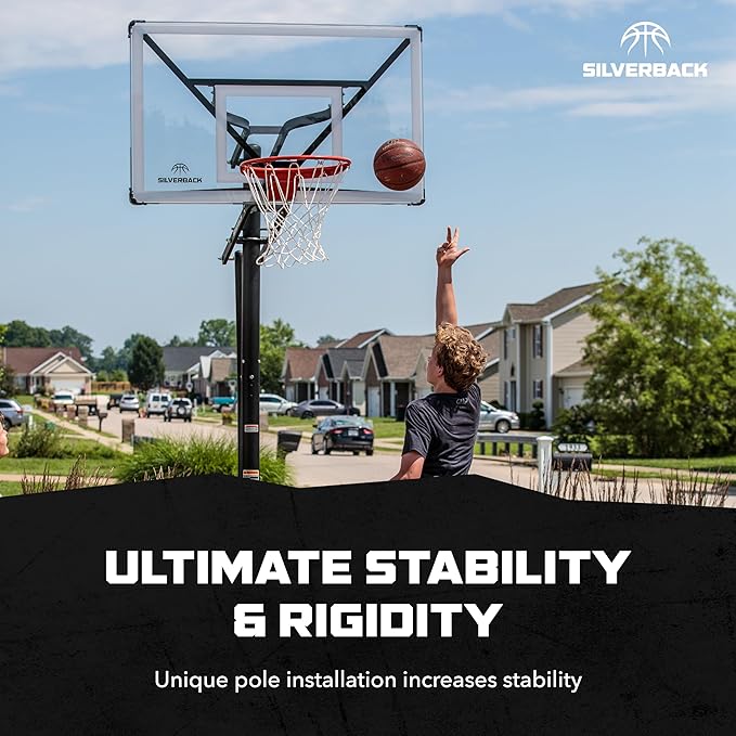 Silverback NXT 54" and NXT 60" In-Ground Basketball Hoops with Adjustable-Height Basketball Goal Backboard and QuickPlay Design