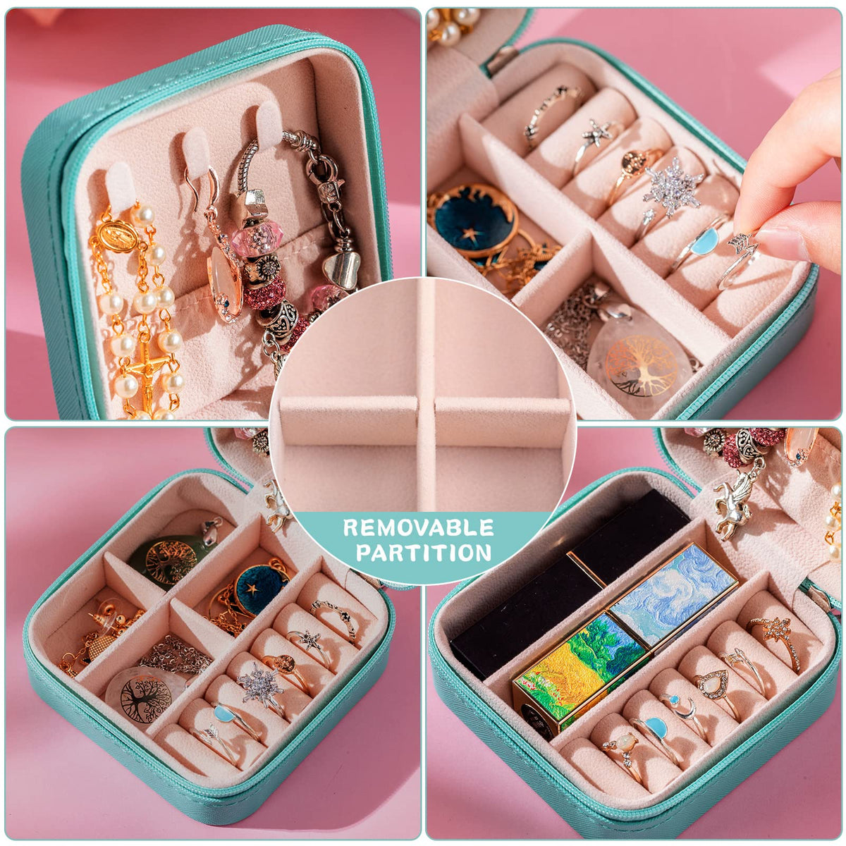 12 Pcs Small Jewelry Box Mini Travel Jewelry Case Bridesmaid Gift Pu Leather Jewelry Travel Organizer Small Jewelry Box Mini Storage Organizer Storage Box for Women Girls Bridesmaid Proposal Gift