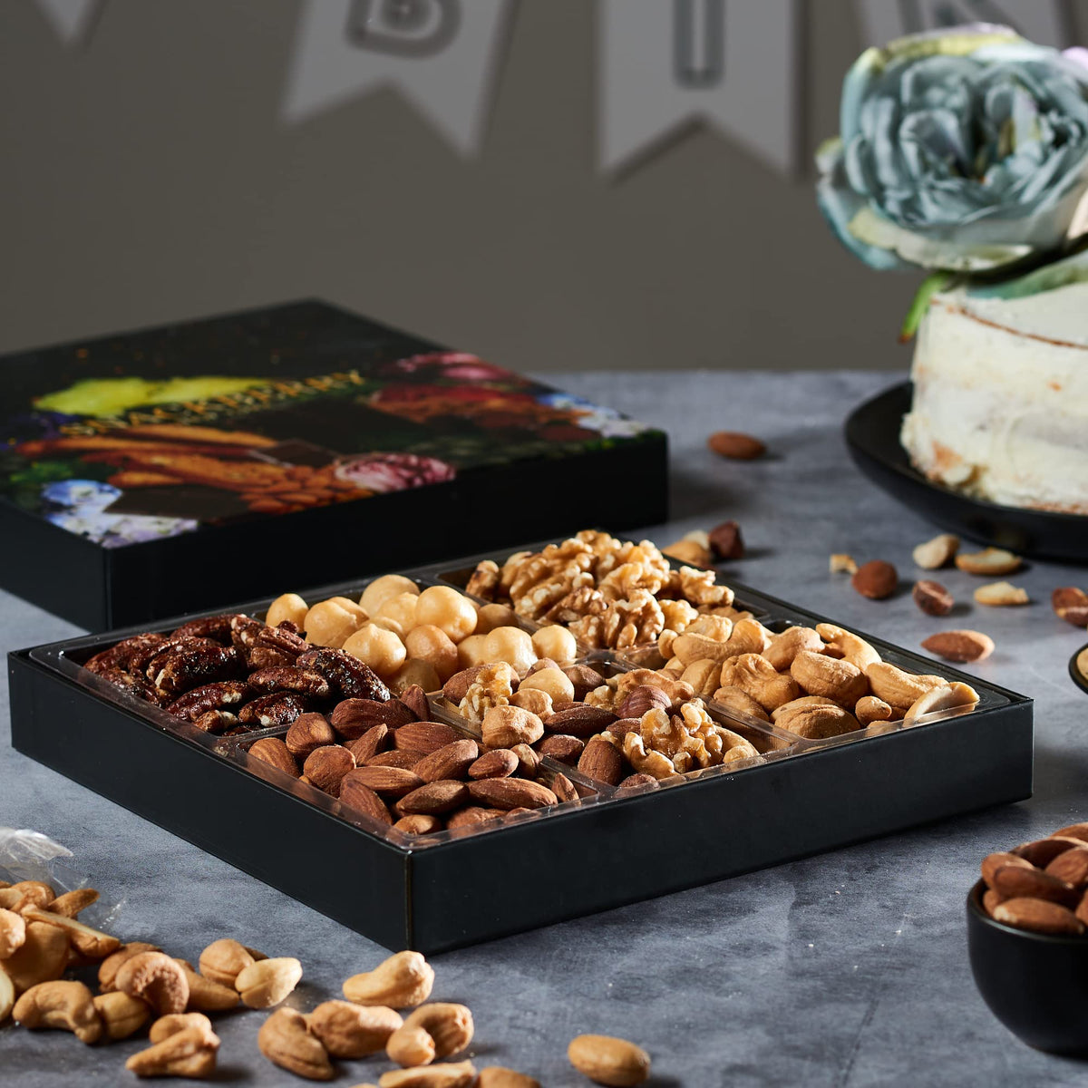 Holiday Christmas Nuts Gift Basket, Gourmet Snack Box,in Elegant Box, For Thanksgiving, Birthday Party, Care Package, Sympathy, Healthy Gift for Men and Women. Kosher, Snackberry