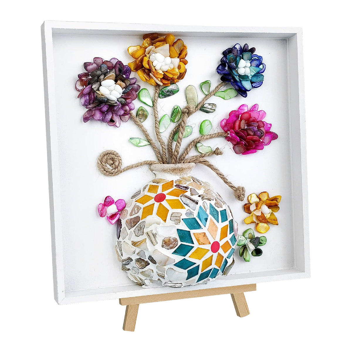 Kssiaz DIY Vase Mosaic Painting Kit, DIY Mosaic Arts and Craft Kits with Vase Flower Mosaic Accessories, Handmade Sticker Painting Gem Art Kit Christmas Room Decor