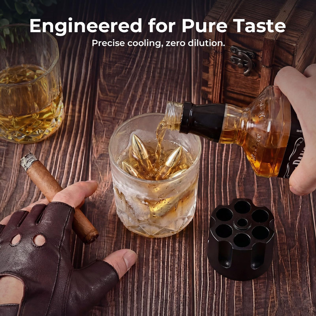 EooCoo Mens Gifts, Whiskey Stones Gift Set with 6 Pcs Stones and Box, Reusable Ice Cubes for Drinks, Cool Gadgets Bourbon Mens Gifts for Dad, Husband, Whiskey Lover