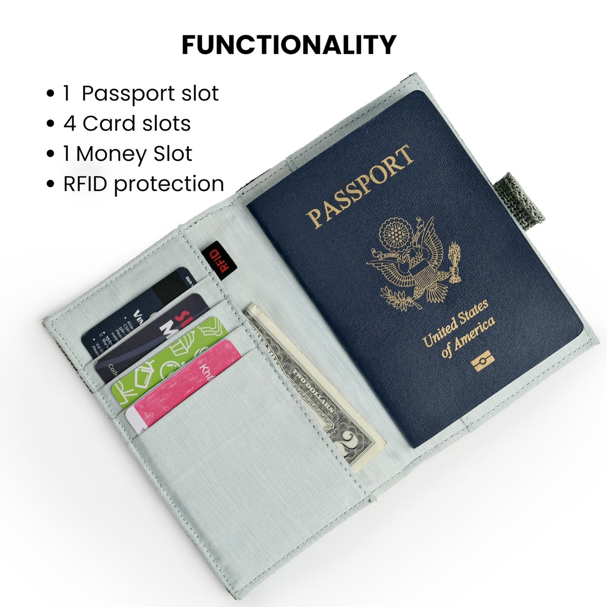 Sherpani Vienna, RFID Blocking Passport Holder, Travel Passport Cover Wallet, Travel Documents Organizer Protector for Women, Travel Gift (Granite Signature)