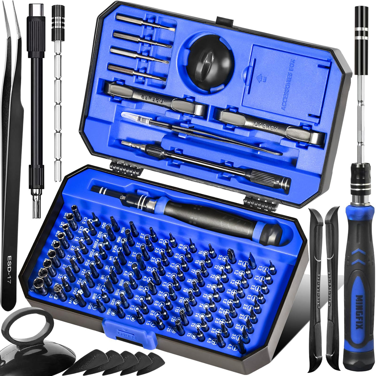 Precision Screwdriver Set with 103 Multi Bits, MINGFIX 115 in 1 Small Magnetic Repair Tool Kit for MacBook,Laptop,PC,Computers, iPhone, Electronics,PS5,PS4,Nintendo Switch, Xbox,Watches & Eye Glasses