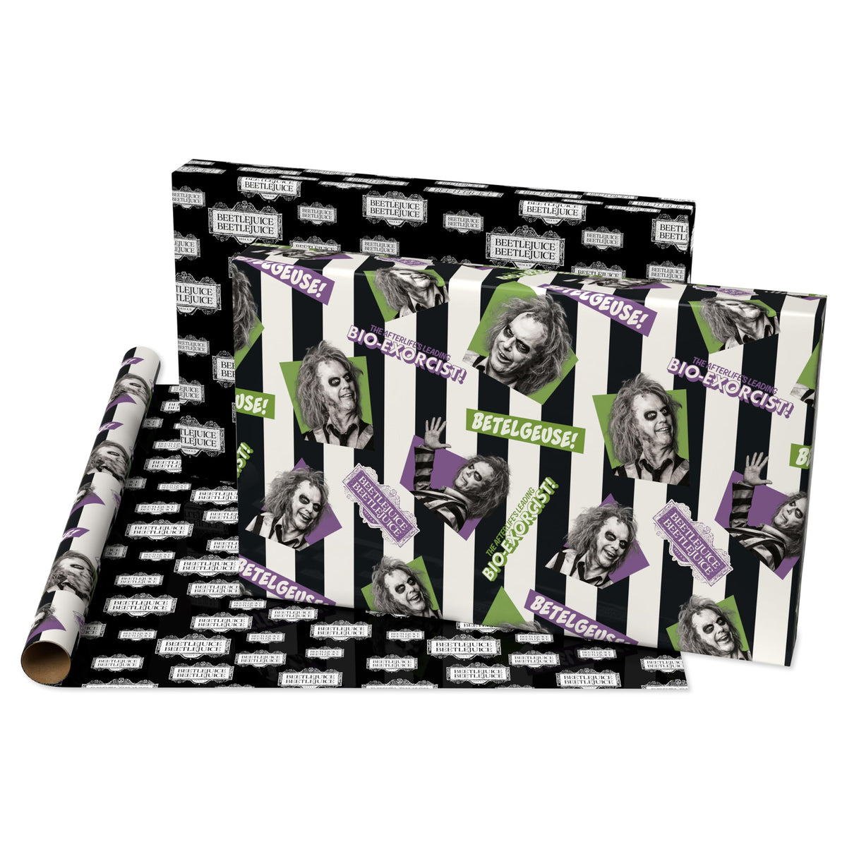 American Greetings 40 sq. ft. Reversible Beetlejuice Wrapping Paper for All Occasions (1 Roll, 30 in. x 192 in.)