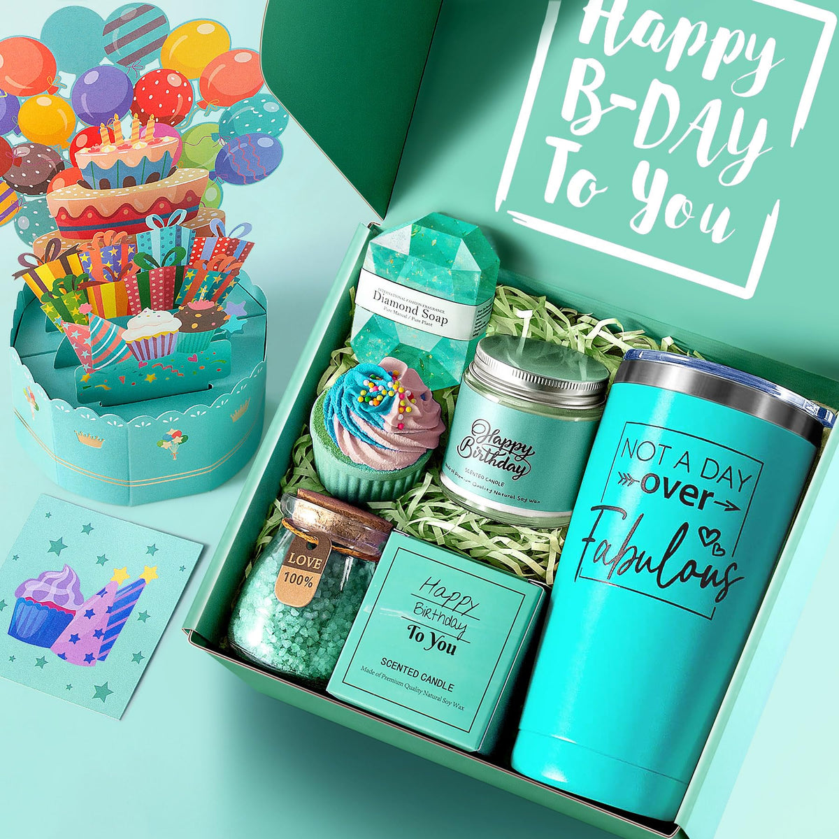Birthday Gifts for Women, Happy Birthday Gift Basket Set for Her, Mom, Wife, Daughter, Sister, Girlfriend, Coworker, Unique Relaxing Spa Birthday Gift Idea for Women 30th, 40th, 50th, 60th