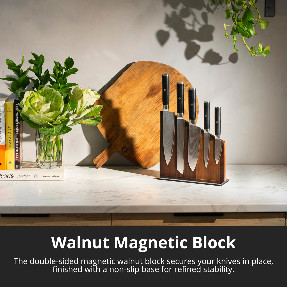 Yatoshi Knives Magnetic Kitchen Knife Block Set - Japanese 67 Layer High-Grade VG-10 Steel Knives, Sharp, G10 Handle Professional Kitchen Knife Set - Black Damascus (6 pieces)
