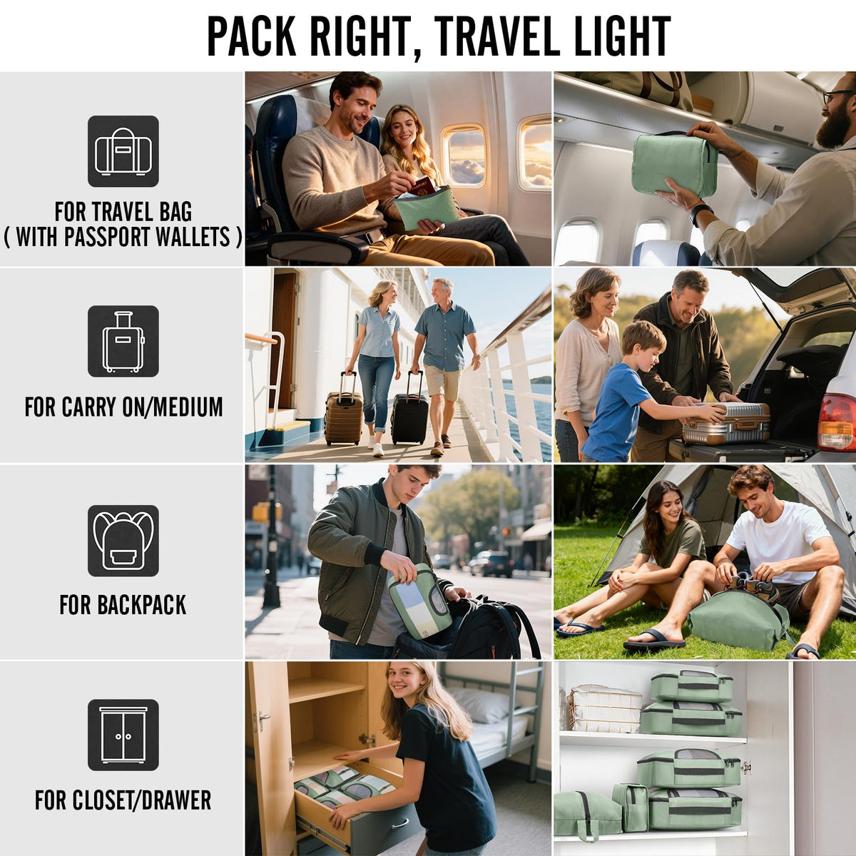 Veken 10 Set Packing Cubes for Travel Essential, Suitcase Organizer Bags in 4 Sizes, Carry-On Luggage Accessories with Large Laundry & Hanging Toiletry Bag, Must-Have for Airplane, Road Trip & Camping
