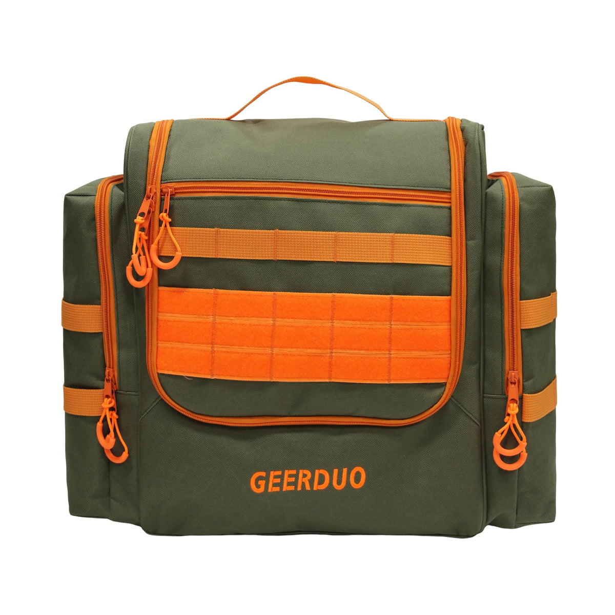 GeerDuo Tactical Camp Kitchen Organizer, Large Camping Utensil Storage Bag with Paper Towel Holder & Multi Pockets, Hanging Outdoor Cookware Organizer for Overlanding