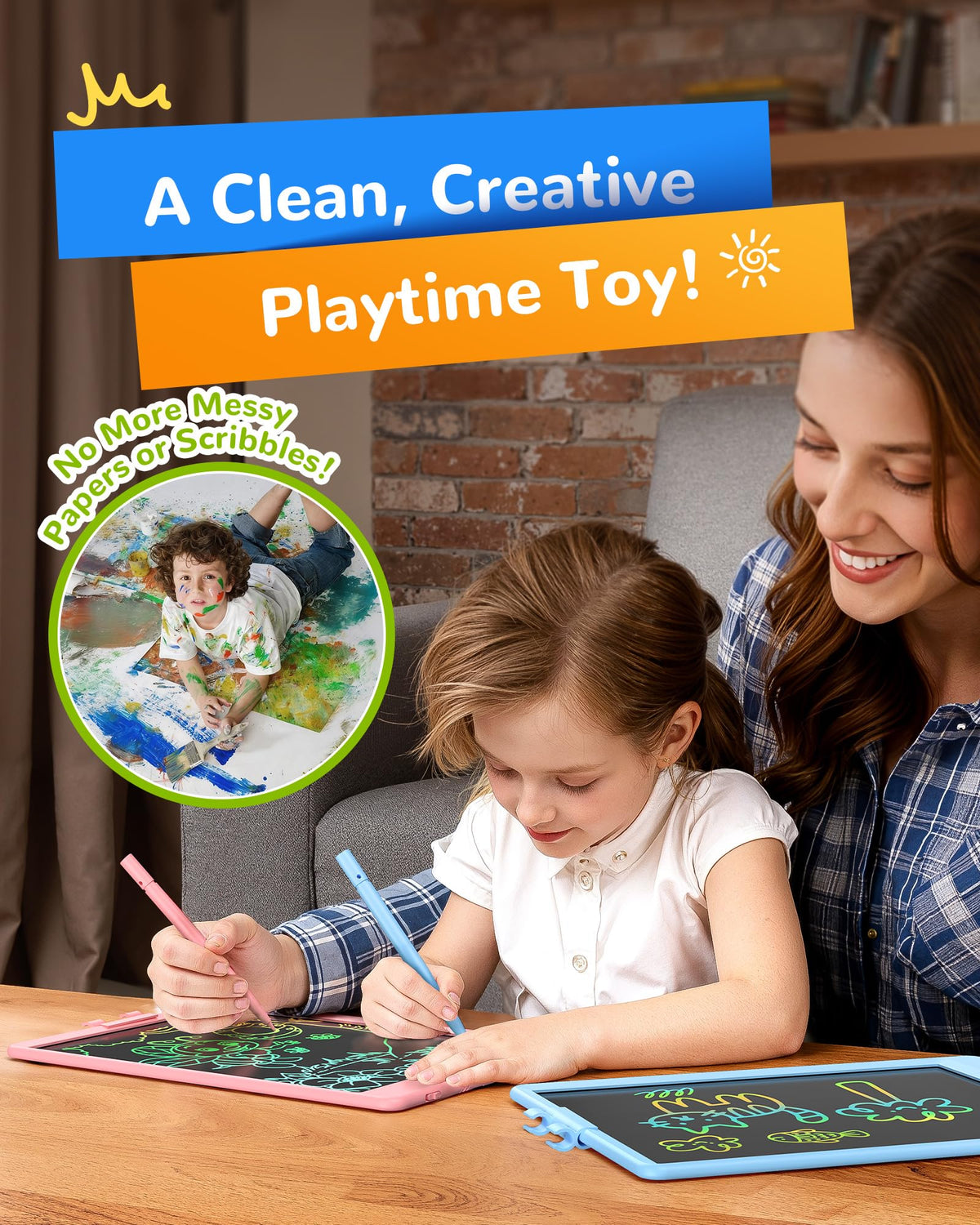 KOKODI LCD Writing Tablet,Gifts for 3 Years Old Boys and Girls,10 Inch Colorful Doodle Board Drawing Tablet, Erasable Reusable Electronic Drawing Pads, Educational and Learning Toy for Kids