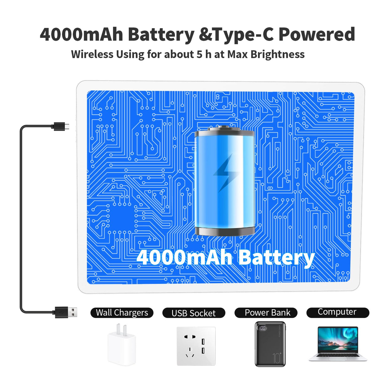 Elice Rechargeable A4 Light Pad for Diamond Painting, Magnetic LED Light Board with Physical Button, Super Bright Diamond Art Light Pad, Ultra-Thin Light Box for Tracing, Weeding Vinyl, Artists -White