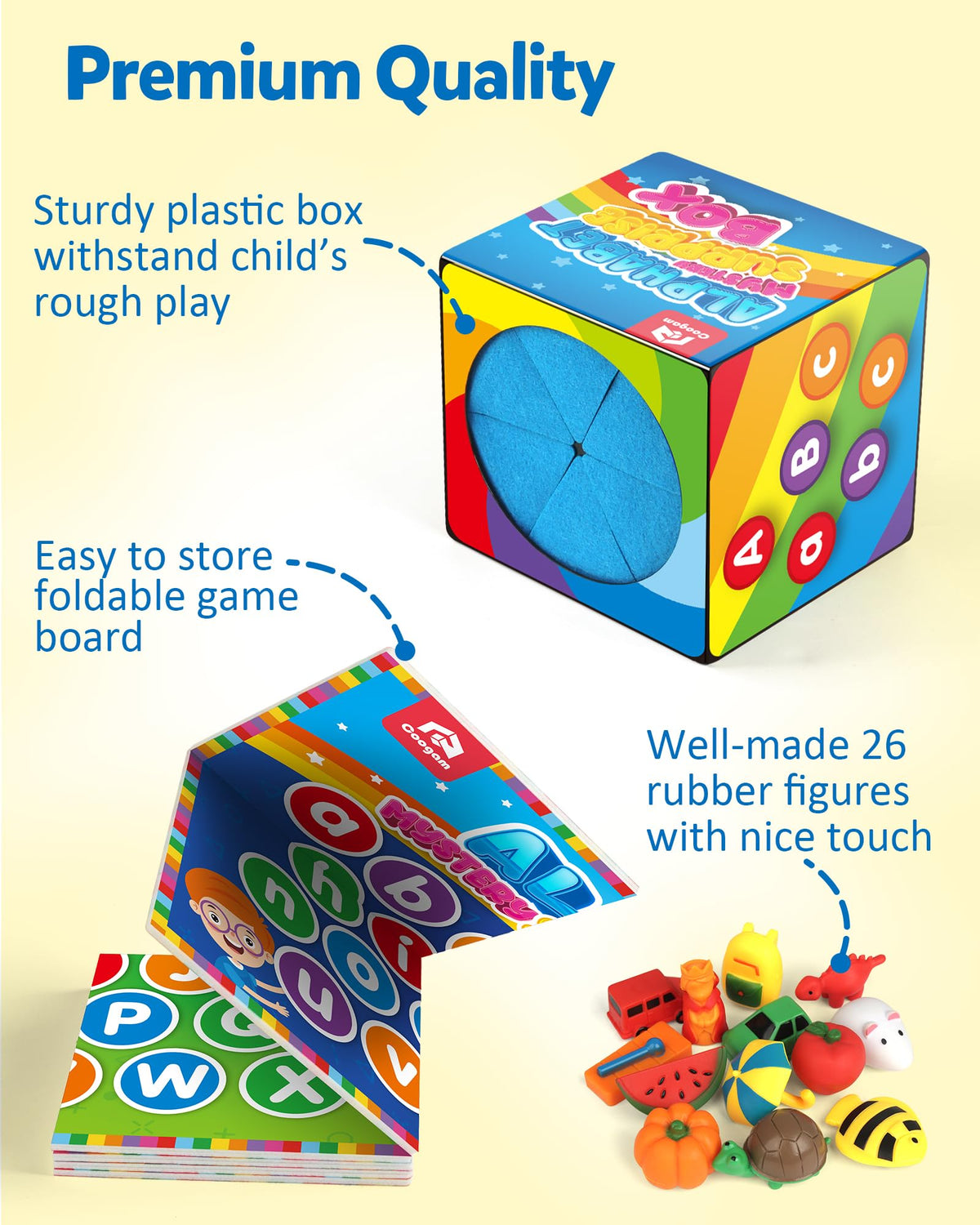 Coogam Mystery Surprise Box, Fine Motor Letter Matching and Sorting Game, 26pcs Alphabet Educational Montessori Learning Toy Gift for Preschool Kindergarten 3 4 5 Year Old