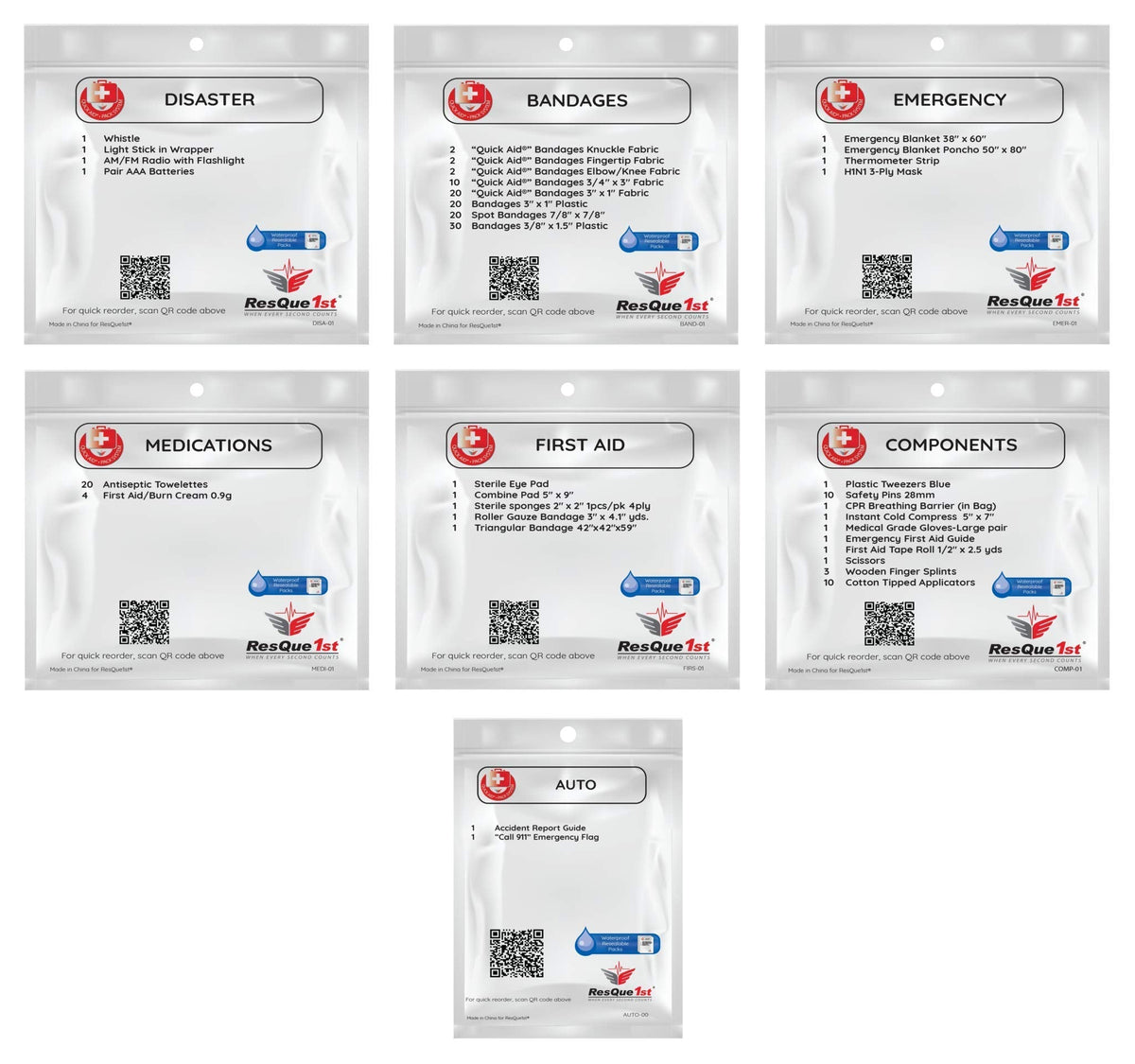 Travel-First Aid-Kit Car-Home 180 Piece Survival-Kit Outdoor-Adventure - Full Portable Emergency Essential - Hiking Camping Medical Aid Survival Camping FAK