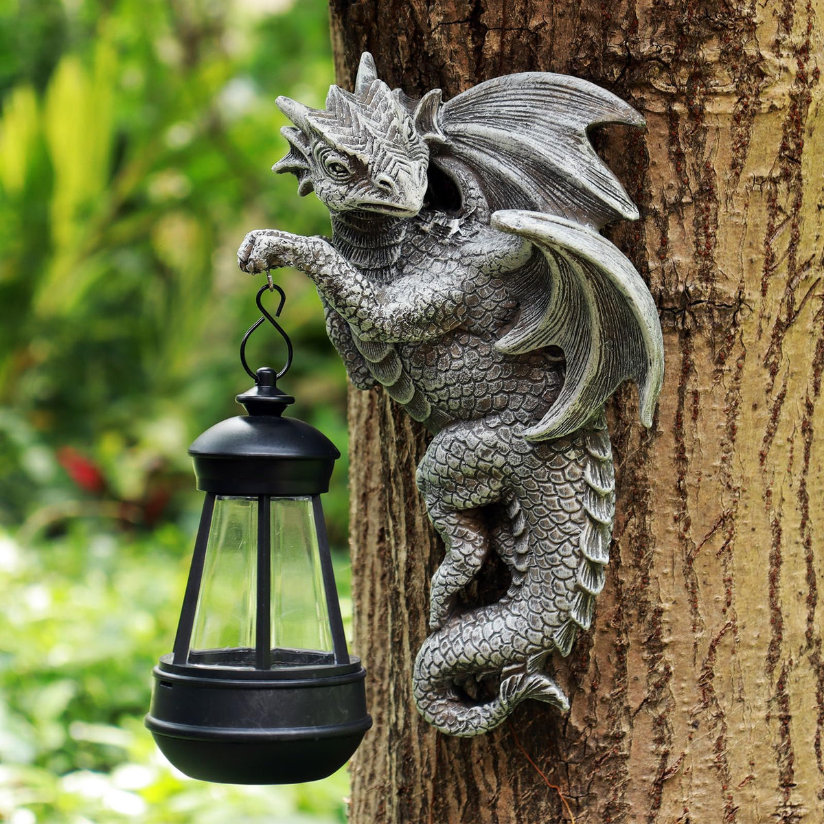Zqobyr Solar Dragon Statue Outdoor Garden Decor - Medieval Fantasy Yard Art, Whimsical Lawn Ornaments, Unique Decorations Outdoor & Gifts, Weather-Resistant Animal Figurine Gift with Handmade Look